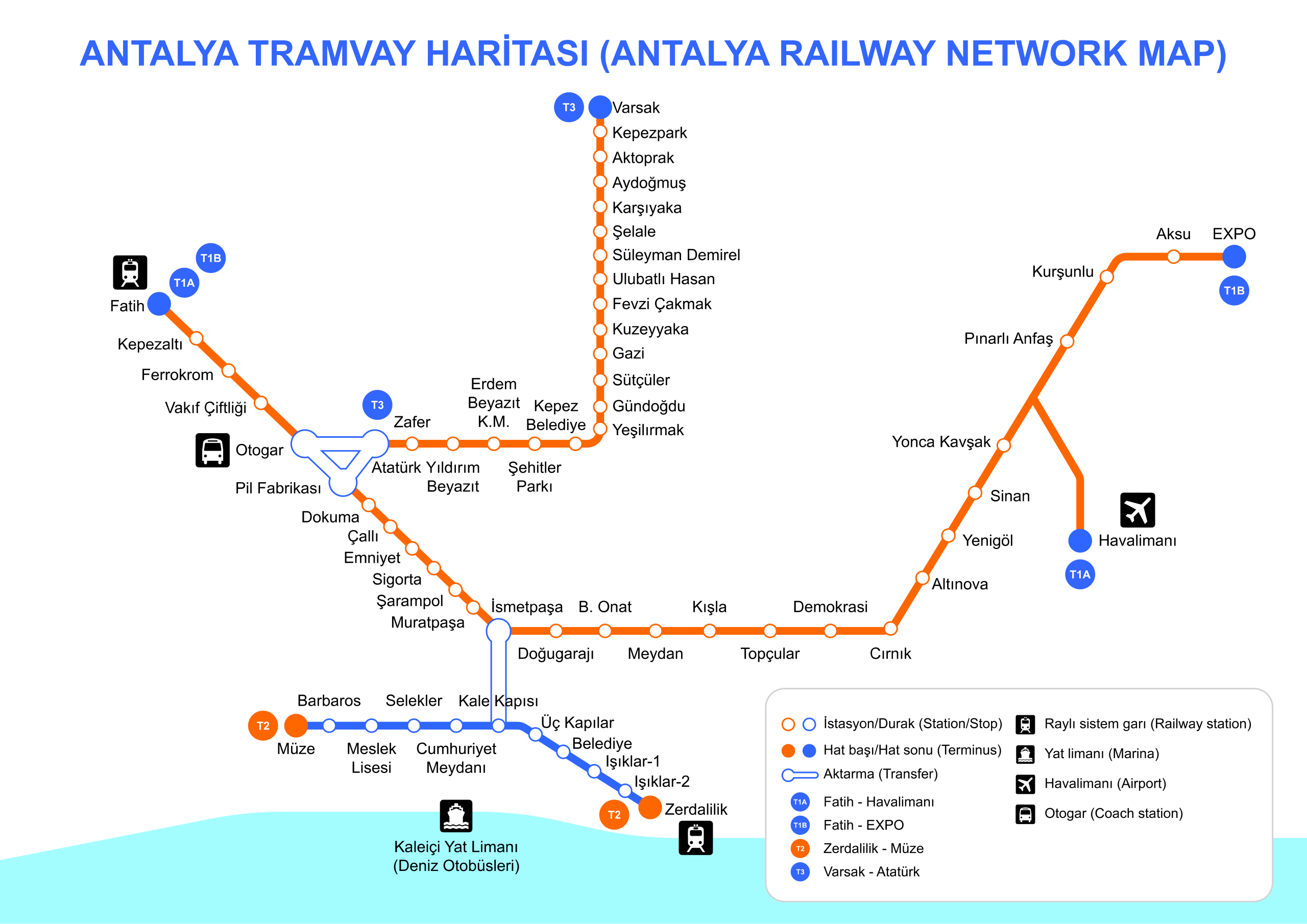 Antalyan raitiovaunukartta